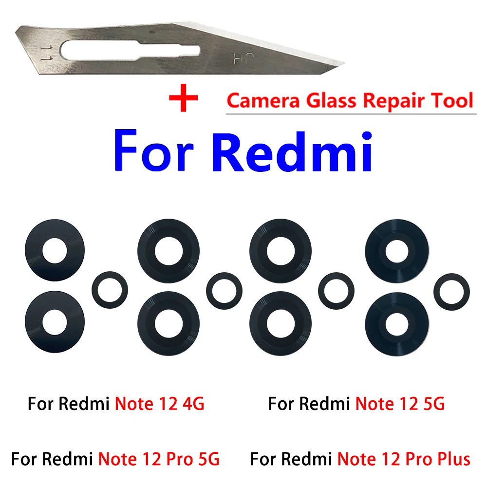 2 Pcs For Xiaomi Redmi Note 12 4G Pro 5G / Note 12 Pro Plus Rear Back Camera Glass Lens Replacement With Adhesive Sticker