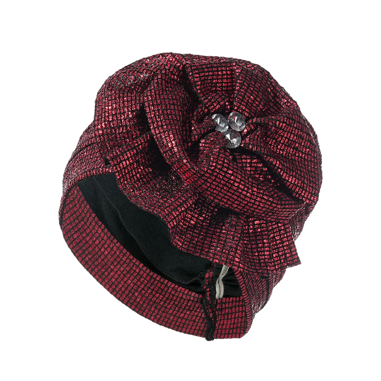 

Африканская женская блестящая шляпа с бриллиантами и цветами, хиджабы, шапочка, индийская шляпа, мусульманский эластичный тюрбан, шапка от выпадения волос, головной убор, повязка на голову