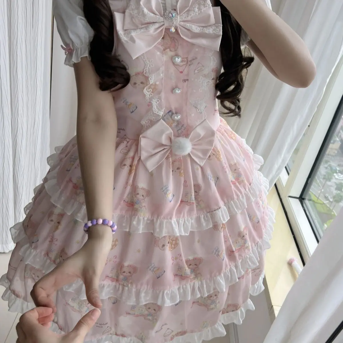 

Original Lolita [Bear Milk Fota] Sweet three-segment jsk strap skirt is cool and opaque long dresses for women