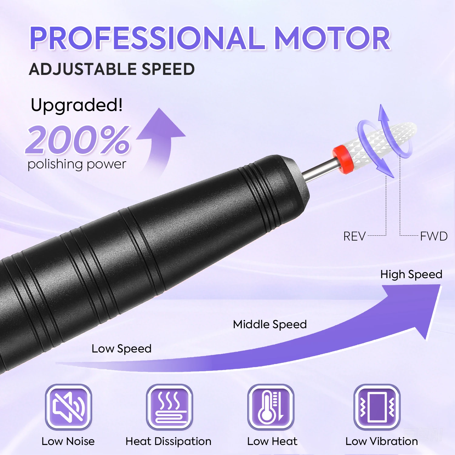 NEW Electric Nail Drill Machine 12000RPM USB Rechargeable Nail Sander For Gel Polish Cordless Manicure Machine With Low Noise