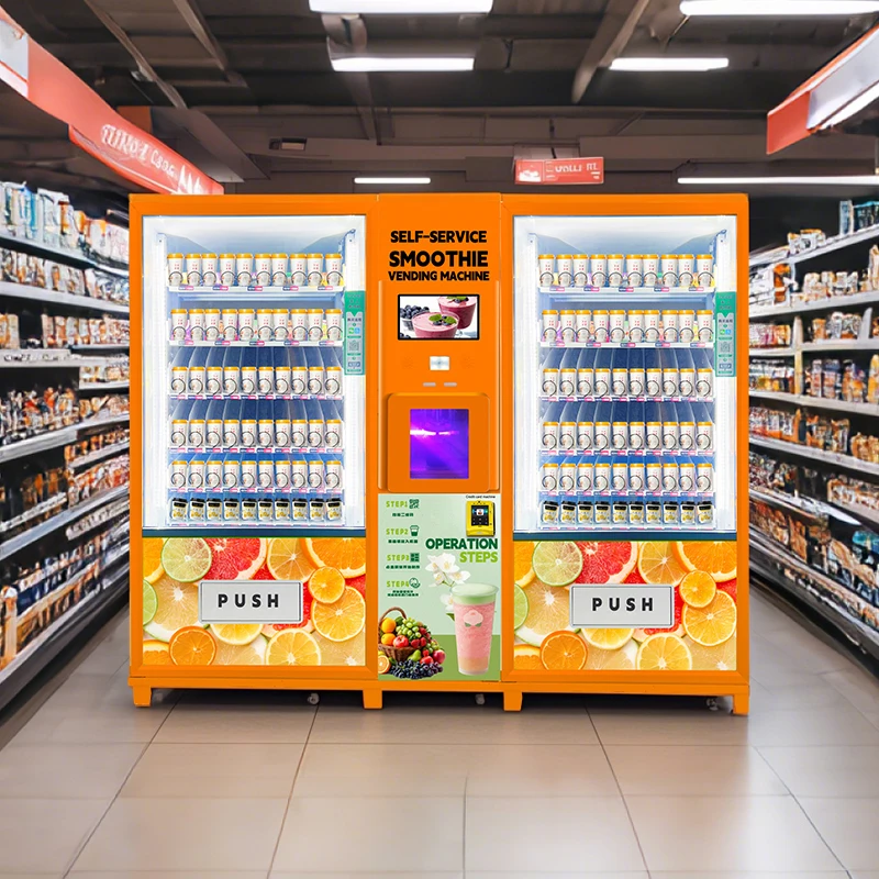 大容量で耐久性のある素材を使用した人気デザインの冷凍生果物自動販売機（モール向けスムージー自動販売機）