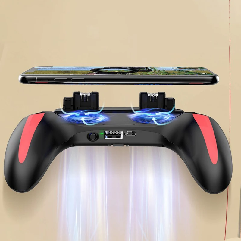 H10 gaming handheld grip controlador de jogo joystick gamepad para pubg gatilho ventilador refrigeração refrigerador telefone alimentado por usb 5000mah bateria