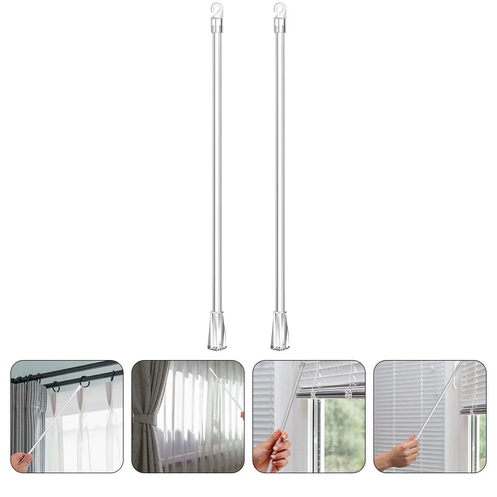 2 Pcs Curtain Pull Rod Venetian Blind Rotor Curtains Rods Stick Window Tilt Pp Wand Sheer