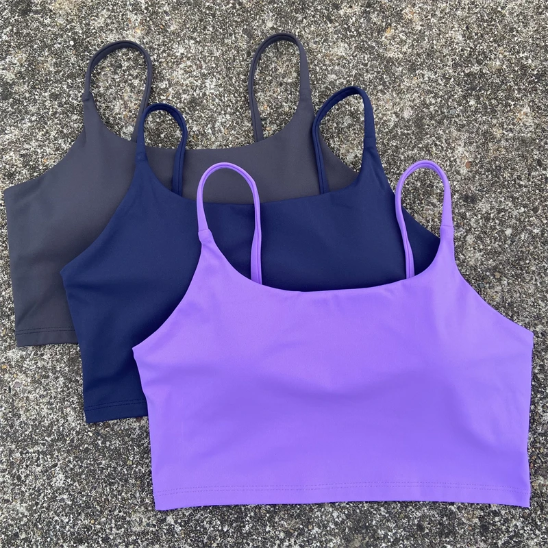 Backless Sports Bra Gym Workout Top Thin Strap Yoga Vest Women High Support Fitness Bralette Push Up Running Padded Underwear image 2