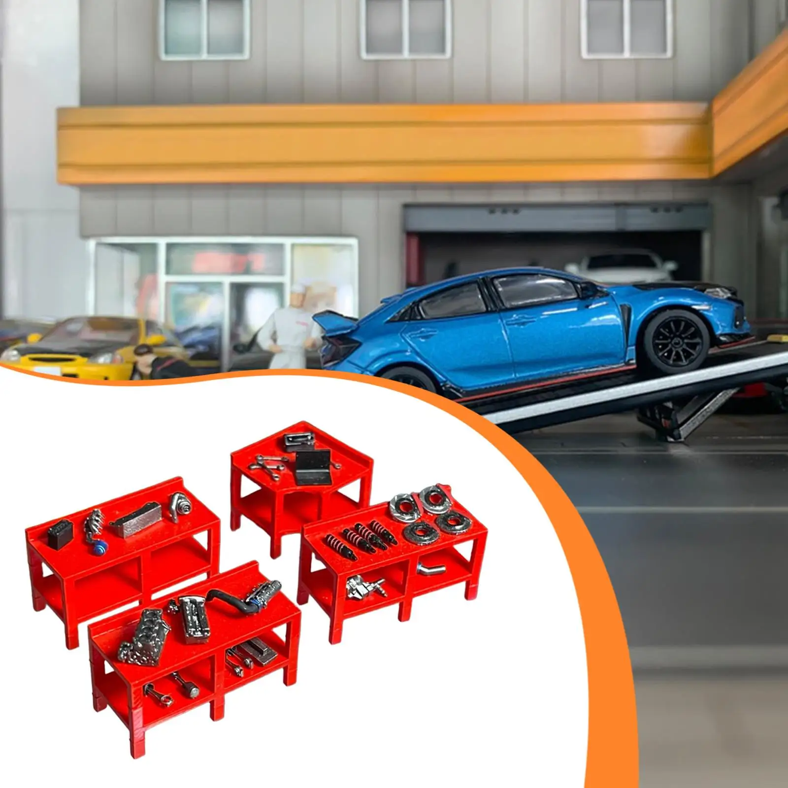 

Аксессуары для гаражной диорамы в масштабе 1/64: реалистичные миниатюрные инструменты для авторемонта