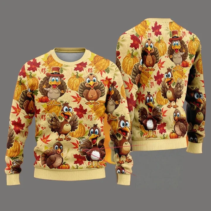 2025/26 Новая серия на тему Турции на День Благодарения, уродливый свитер, семейная толстовка с капюшоном для рождественской вечеринки, большой топ для взрослых, осень/зима
