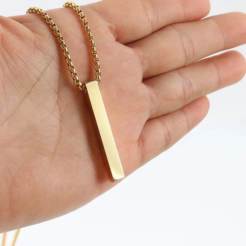 Silver Color Strip Shape Geometric Pendant Simple Trendy Necklace Collarbone Chain For Women Delicacy Birthday Gifts