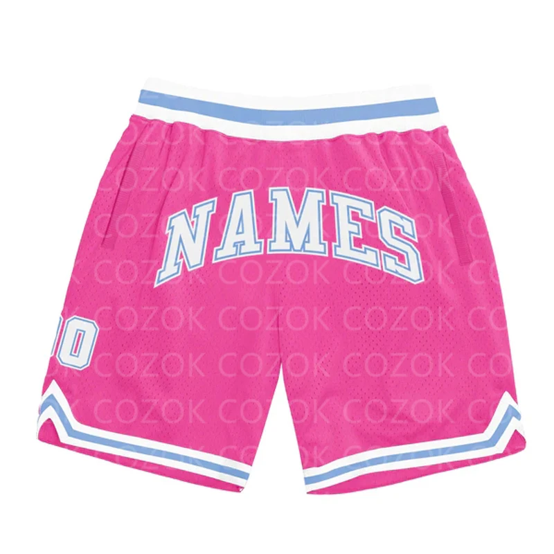 Custom Pink Black Authentic Basketball Shorts 3D Printed Men Shorts Name Mumber Quick Drying Beach Shorts