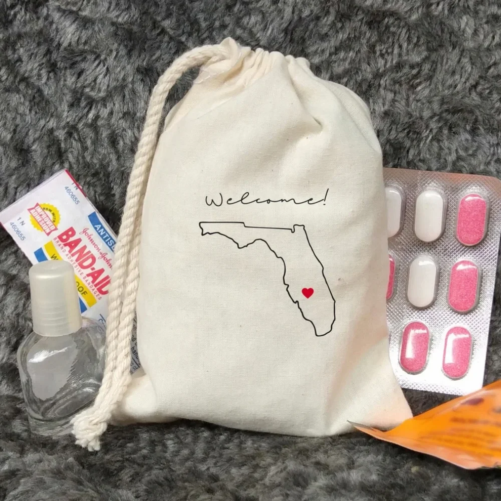 20 pcs Custom Florida state Outline-Destination Wedding-State Outline Bag-Bachelorette Parties-State Favor-Beach Wedding Bags