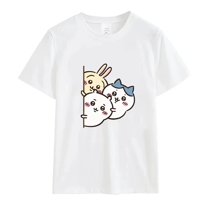 Chiikawa Cartoon Mannen Vrouwen Zomer Katoen Grappige T-shirts Ronde Kraag Kleding Korte Mouw Kleding Klassieke Casual Losse Tops