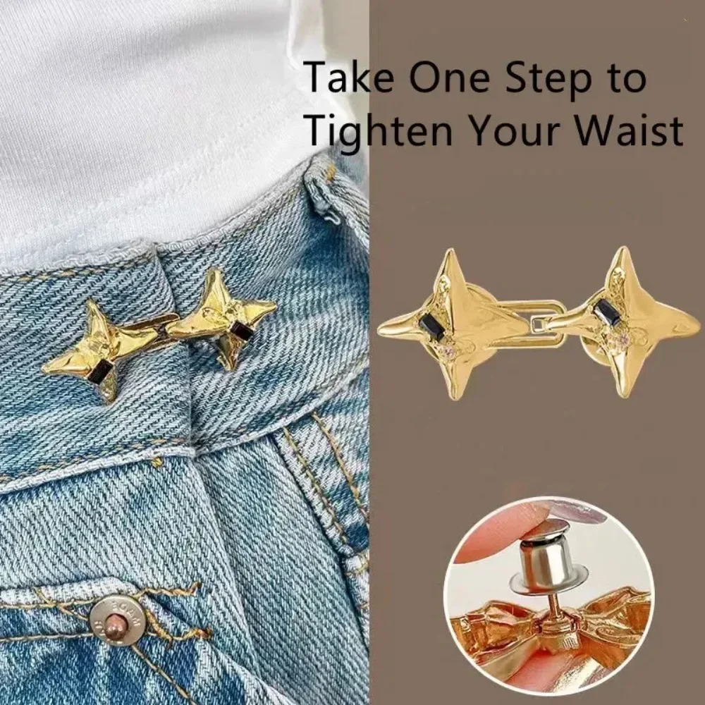 Y2K Star Adjustable Jean Waist Clips Retractable Pant Button Pins, Denim Fashion Accessories