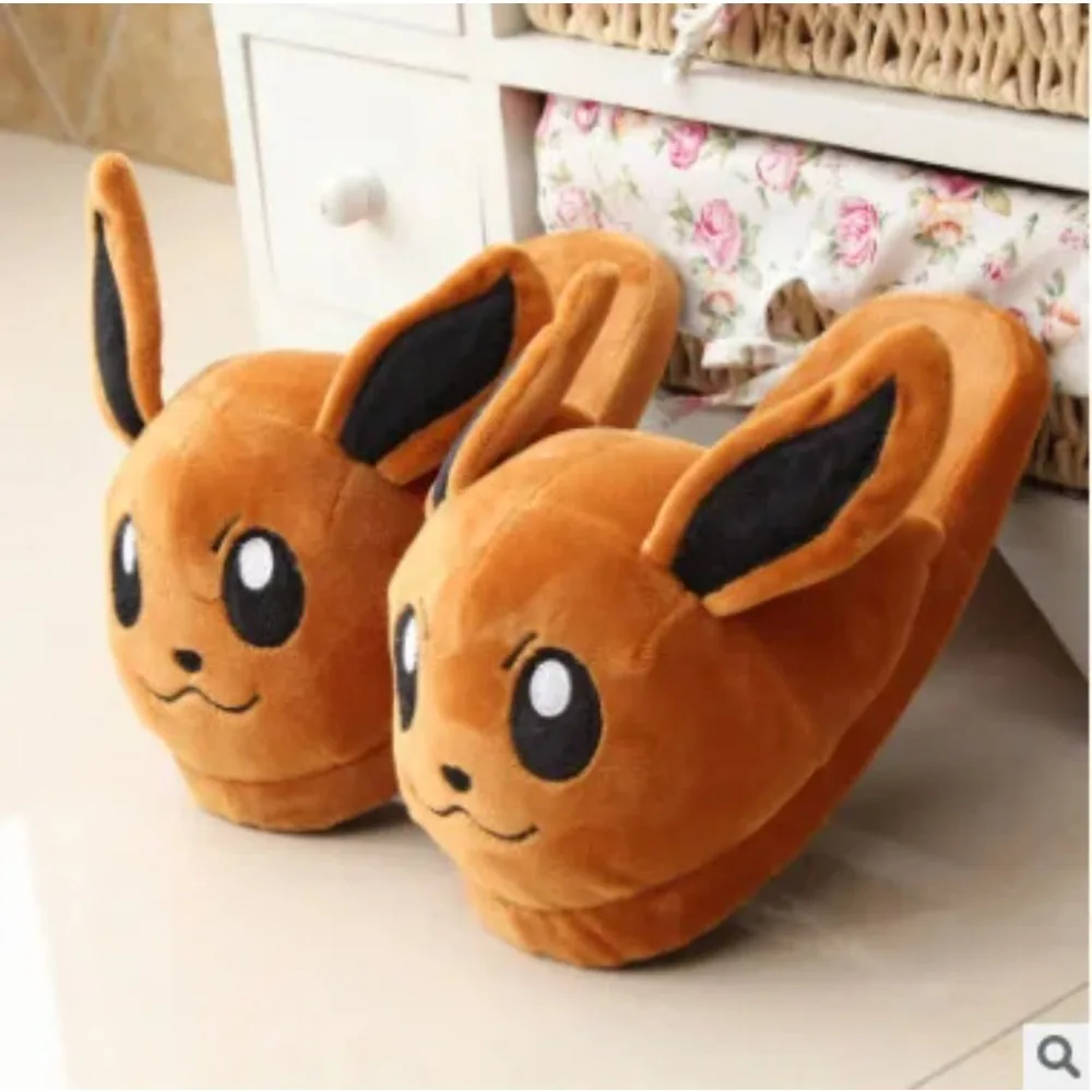 

Pokemon Pikachu Psyduck Plush Slippers Snorlax Shoes Adult Women Men Cotton Slippers Indoor Non-slip Slippers Winter Home Shoes