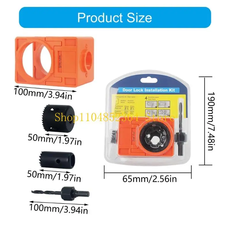 652F 4Pcs Universal Door Lock Hole Making Tool Carbon Steel Construction Professional