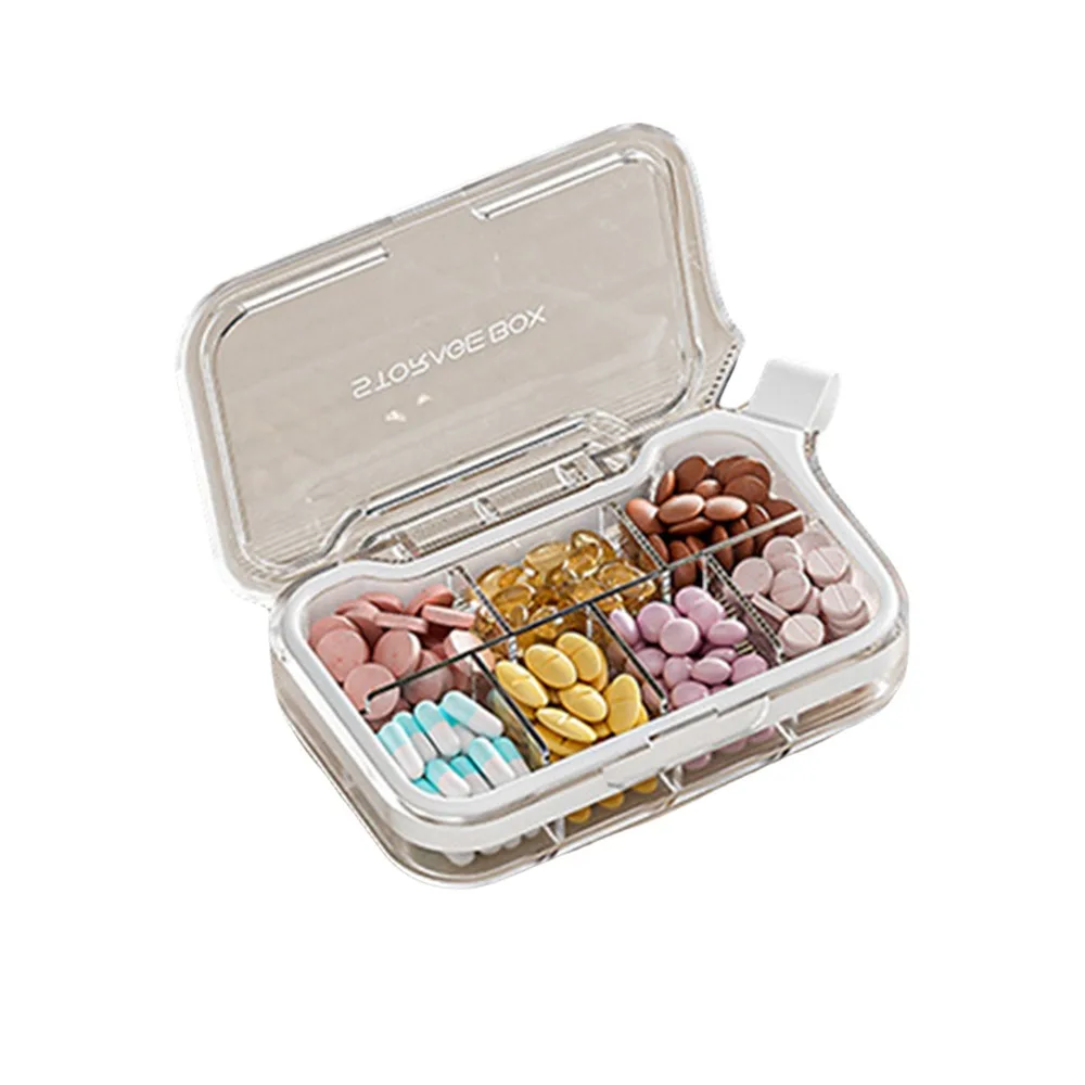 

4/7 Grids Portable Pill Box Food-Grade Damp-Proof Travel Medicine Case Large Capacity Clear Cover Mini Vitamin Container