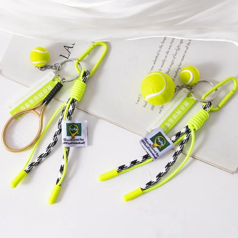 الإبداعية بو الجلود التنس مفتاح سلسلة حقيبة قلادة مفتاح السيارة الدائري