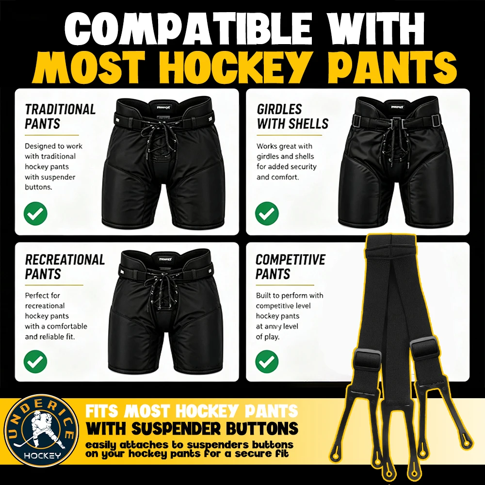 Eishockey-Hosenträger: Elastischer, verstellbarer Schutzgurt für Eishockey-Hosen – Robuste Schutzausrüstung – Detail 1