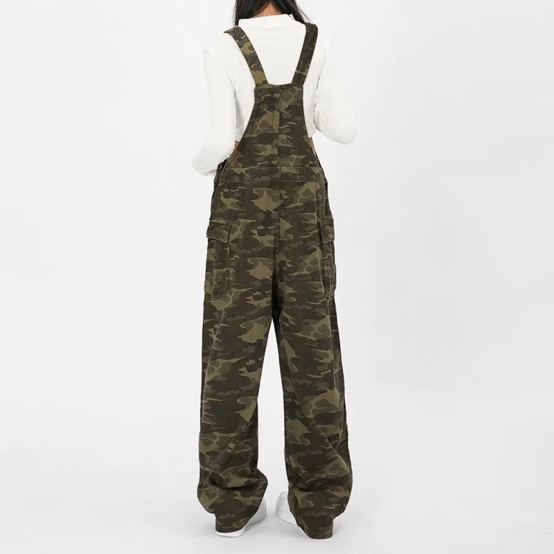 OR FL American Retro Workwear 100 Cotton Women Camouflage Overalls Autumn Baggy Trendy Brand Wide Leg Slacks Overalls Women Y2k
