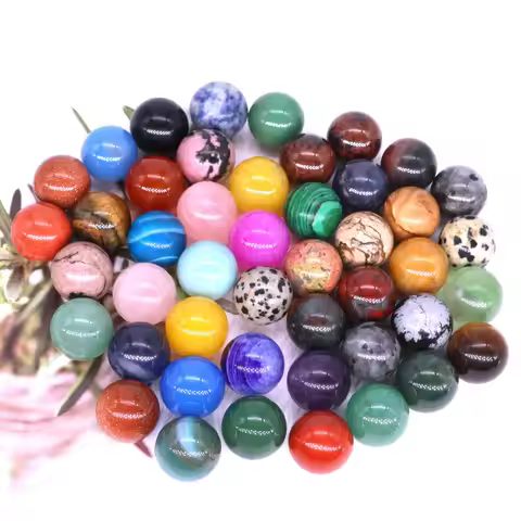 16MM Mini Crystal Balls Natural Stone Sphere Reiki Healing Rose Quartz Gems Energy Mineral Specimen Non-Porous Beads Home Decor