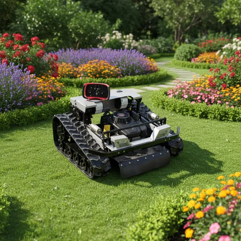 Remote Crawler Grass Cutter Rubber Track Robotic Lawn Mower For Road Slope Reservoir Embankment Grass Trimming