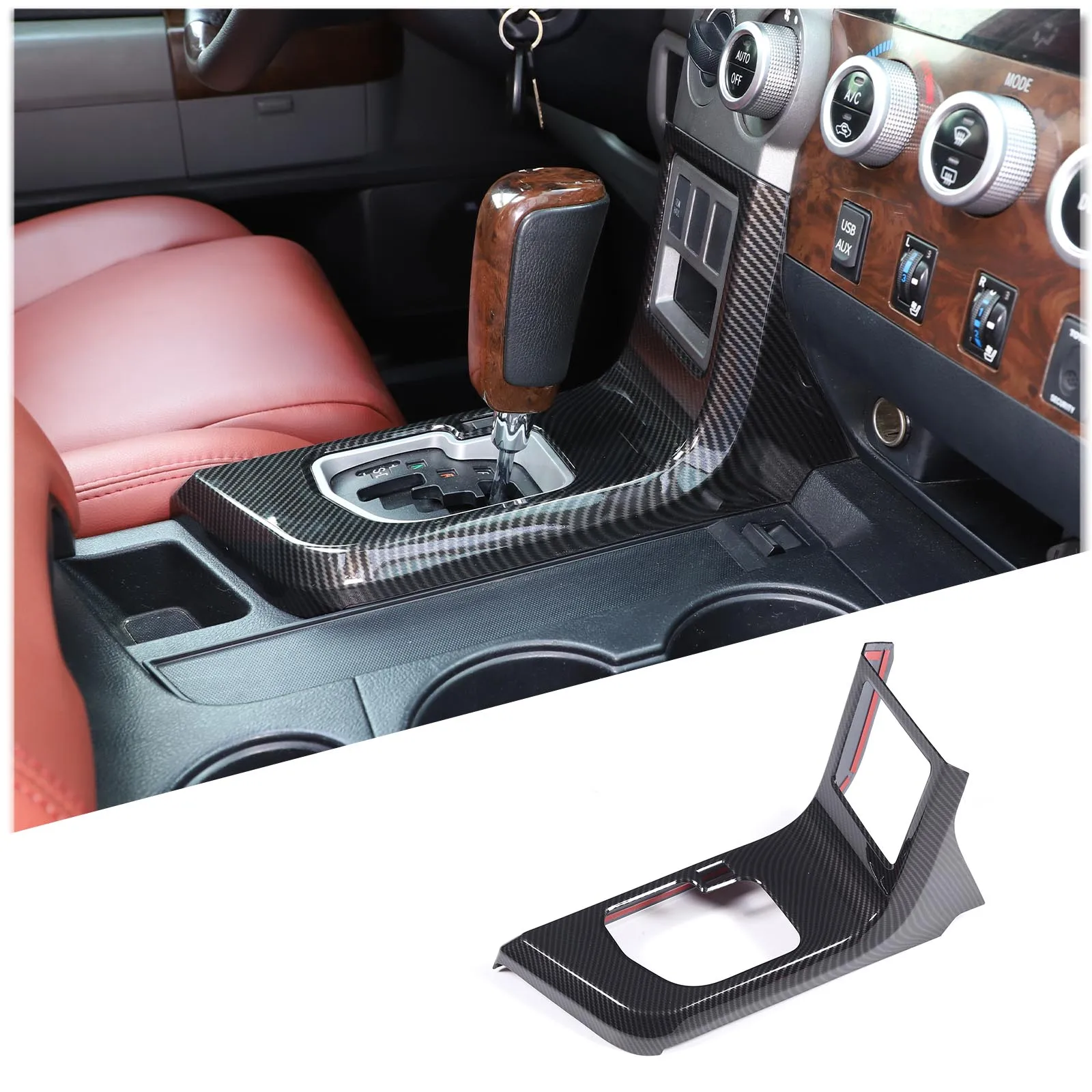 

For Toyota Tundra 2007-2013 ABS Carbon Fiber Car Center Control Gear Panel Frame Decorate Sticker Car Accessories LHD