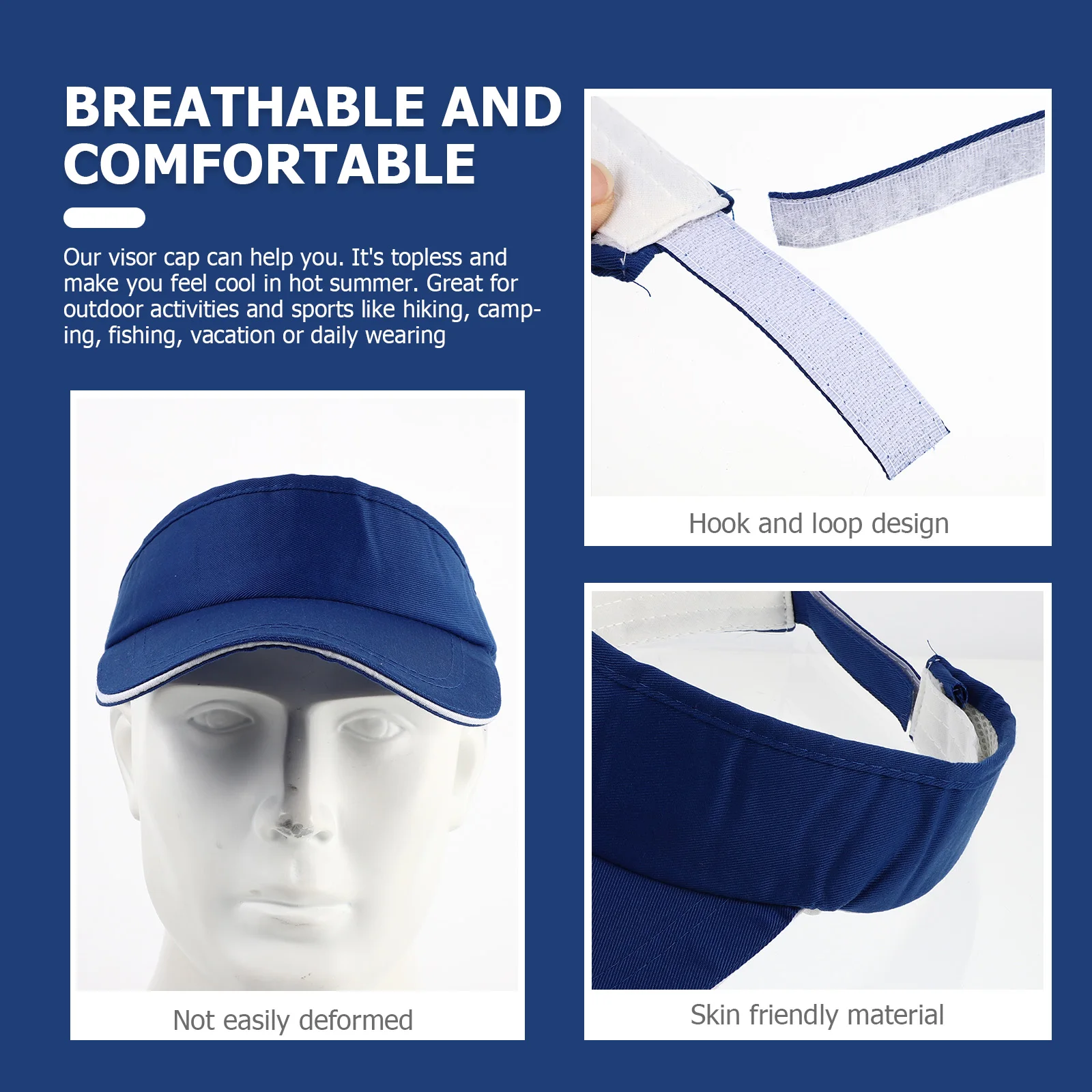 

5Pcs Sun Visor Hats Polyester Adjustable Athletic Sun Proof Breathable Summer Outdoor Travel Beach Cap Visor Cap