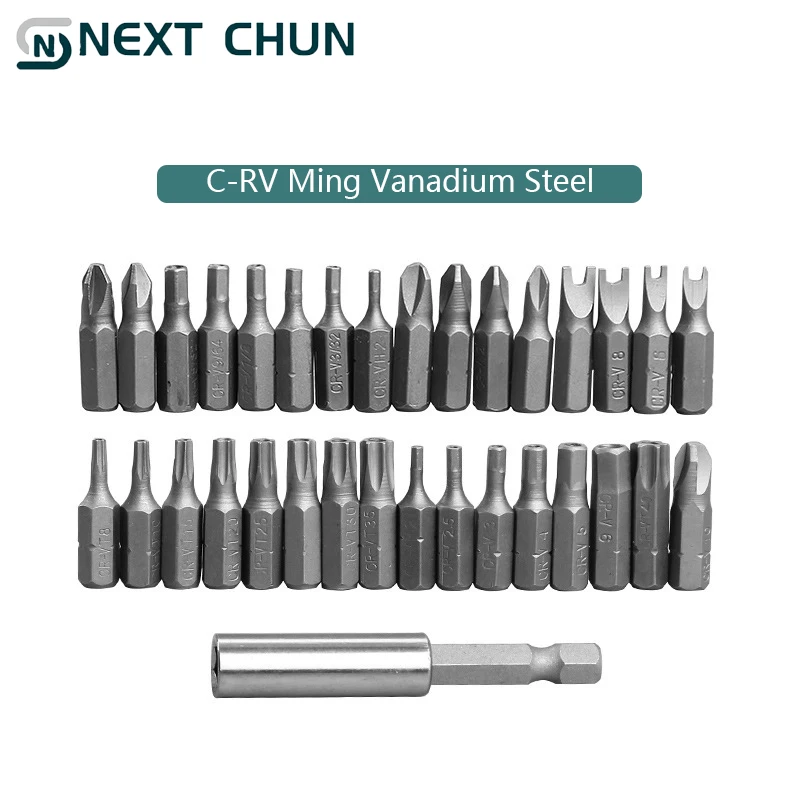 33PCS Bit Set Smooth High Hardness Solid Electric Screwdriver Bit Set Rechargeable Drill Bits Special Shaped Screwdriver Bits