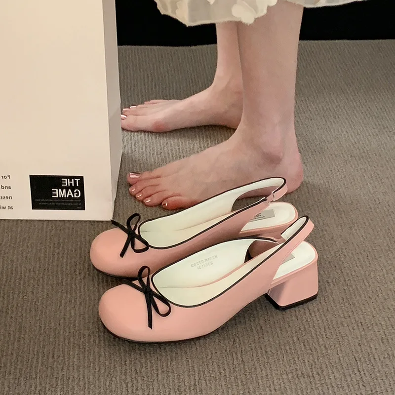 French Super Soft Women Shoe 2023Summer New Butterfly Silver Thick Heel Sandals Gentle Matching Skirt Shoe Retro Mary Jane Shoe