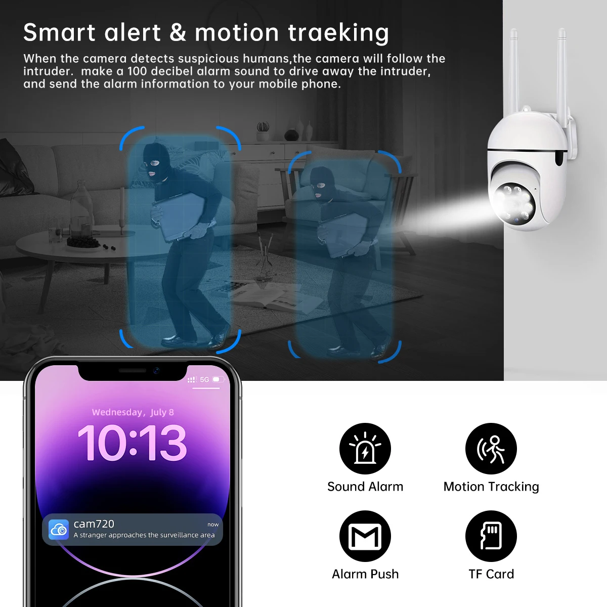 JOOAN 4MP PTZ Wifi Camera Outdoor 5X Digital Zoom Motion Detection Security Protection IP Camera CCTV Surveillance Camera