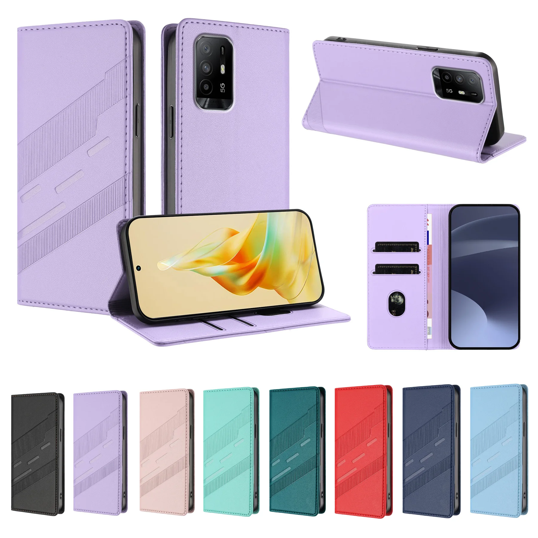 محفظة جلدية مغناطيسية حافظة لهاتف OPPO A1 A2 A5 Pro A15 A36 A38 A52 A53 A54 A57 A58 A60 A74 A79 4G 5G غطاء تصميم كلاسيكي
