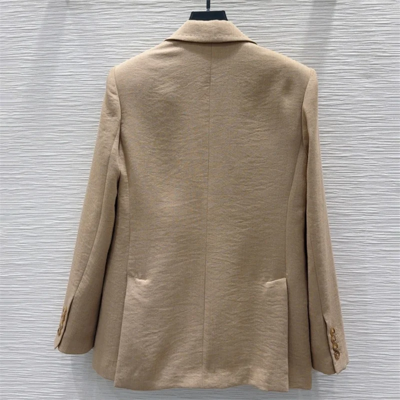 Damesjas Nieuwe zomer 20225, slanke top met lange mouwen, dubbele rij knopen, hoogwaardige linnenmix, damesblazer, damesjasje