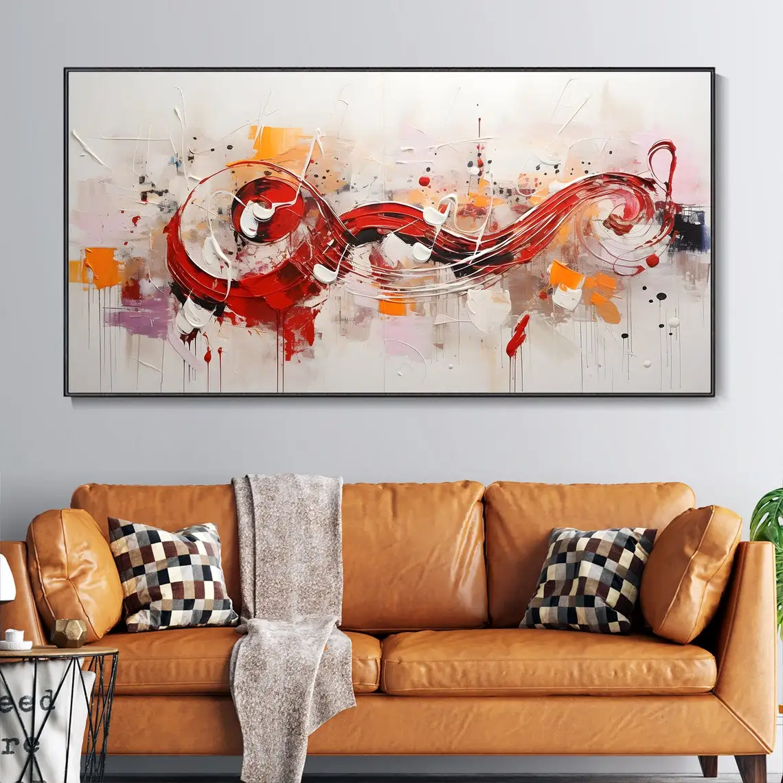 Imagem -06 - Abstrato Música Notas Mão Pintura a Óleo Creative Art Fantasia Mural Partitura Pentatonic Textura Personalizar Home Decor