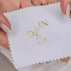 200pcs Emboss Custom LOGO 8*8cm Silver Gold Polish opp bags Cloth for silver Jewelry Cleaner Blue Microfiber Suede Fabric