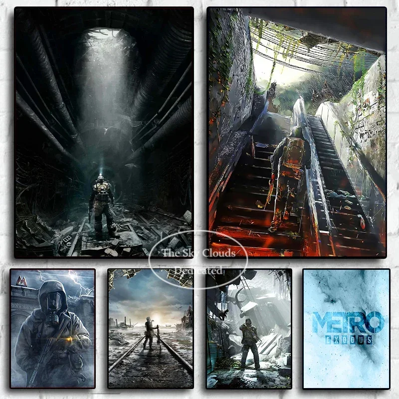 Game Metro Exodus Poster Gas Mask Canvas Painting HD Printing Modern Wall Art Pictures Living Room Bedroom Home Decor Gift