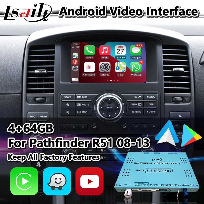 Lsailt Android Multimedia Auto Video Interface for Nissan Pathfinder R51 Navara D40 2008-2013