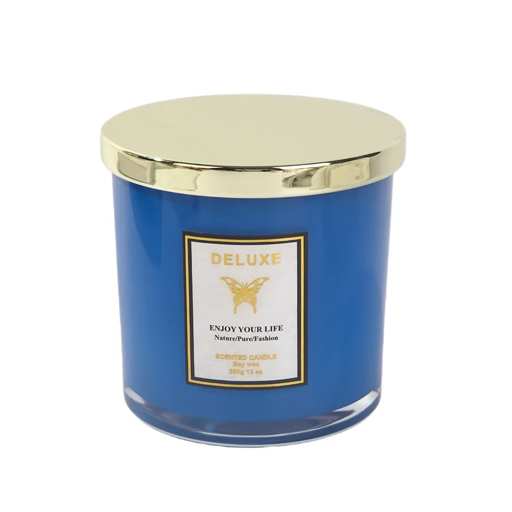 400G gold cover glass scented candle household bedroom lasting fragrance ornament soybean wax creative decorative candle view 5