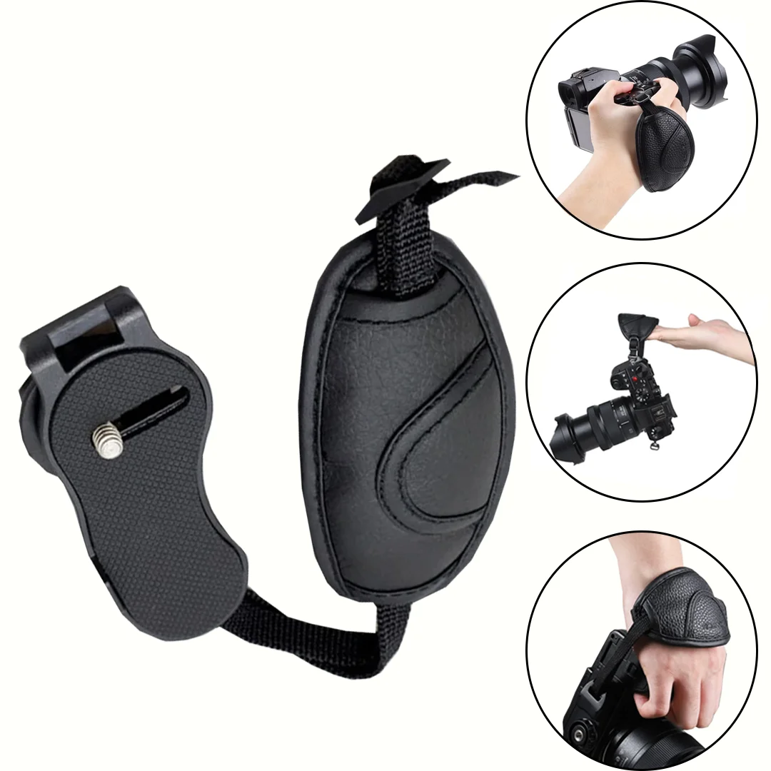 

High Quality Black PU Wrist Strap for DSLR Cameras Suitable for Nikon Canon Camera Wrist Strap PU Leather Hand Grip Wrist Strap