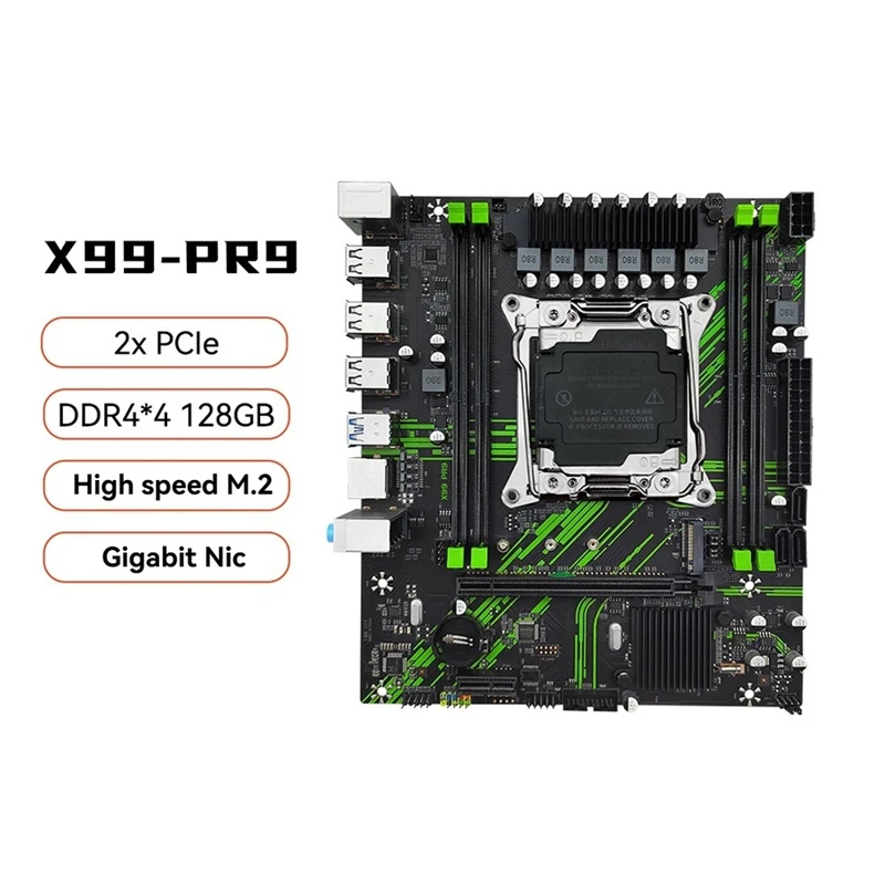 X99 PR9 Motherboard LGA 2011-3 Set Kit Supports 4X DDR4 RAM SATA M.2/NVME M.2 With E5 2666V3 CPU Processor