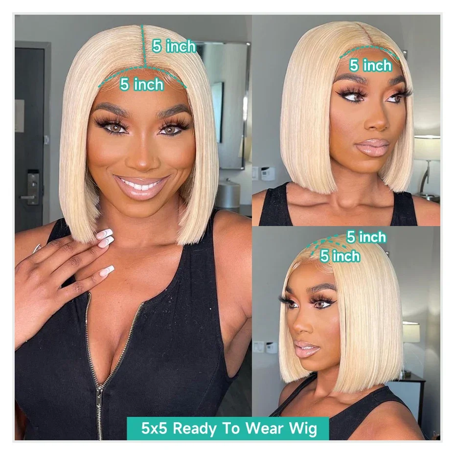 613 Blonde Bob Hair Wig Human Hair 6x6 13x4 13x6 Lace Frontal Wig Brazilian Straight Bob Wig Lace Front Human Hair Wig For Women