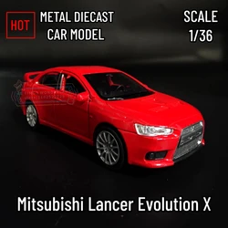 Scale 1:36 Mitsubishi Lancer Evolution X Repilca Car Model Mini Vehicle Collection Miniature Metal Diecast Kid Boy Toy