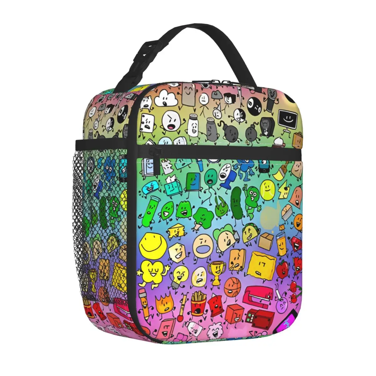BFDI Inanimate الجنون قوس قزح معزول حقيبة الغداء معركة لجزيرة الأحلام الغذاء الحاويات قابلة لإعادة الاستخدام الحرارية برودة علب الاغذية
