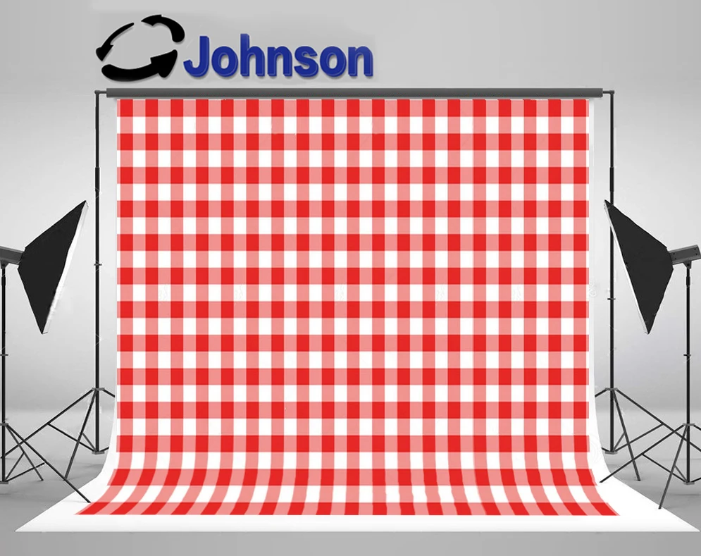 

JOHNSON Picnic Red Gingham Texture Rhombus Squares Plaid Red backgrounds High quality Computer print wall backdrop