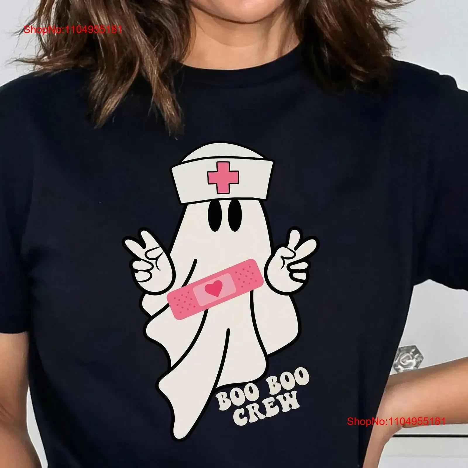 

Футболка Boo Crew на Хэллоуин, милые рубашки для медсестры, забавная винтажная стираная уличная одежда, топ для повседневной носки, повседневная мода, стильный