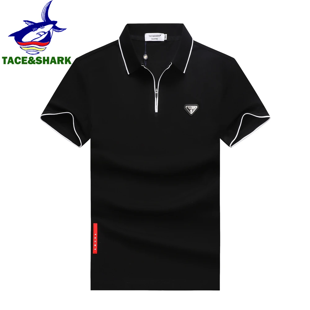 TACE&SHARK Polo Shirt Brand Shark Camisa Masculina Mens Breathable Polos Shirts 2024 Summer Fashion Solid Color