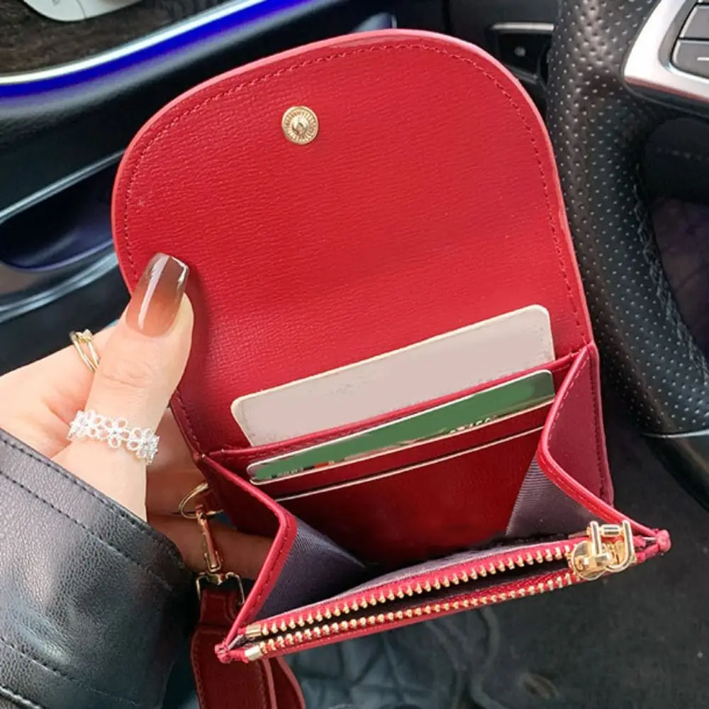 محفظة بسيطة بحزام عريض على الطراز الكوري، حقيبة بطاقات رفيعة للغاية، حامل بطاقات متعدد الوظائف، حقيبة للعملات المعدنية في الهواء الطلق