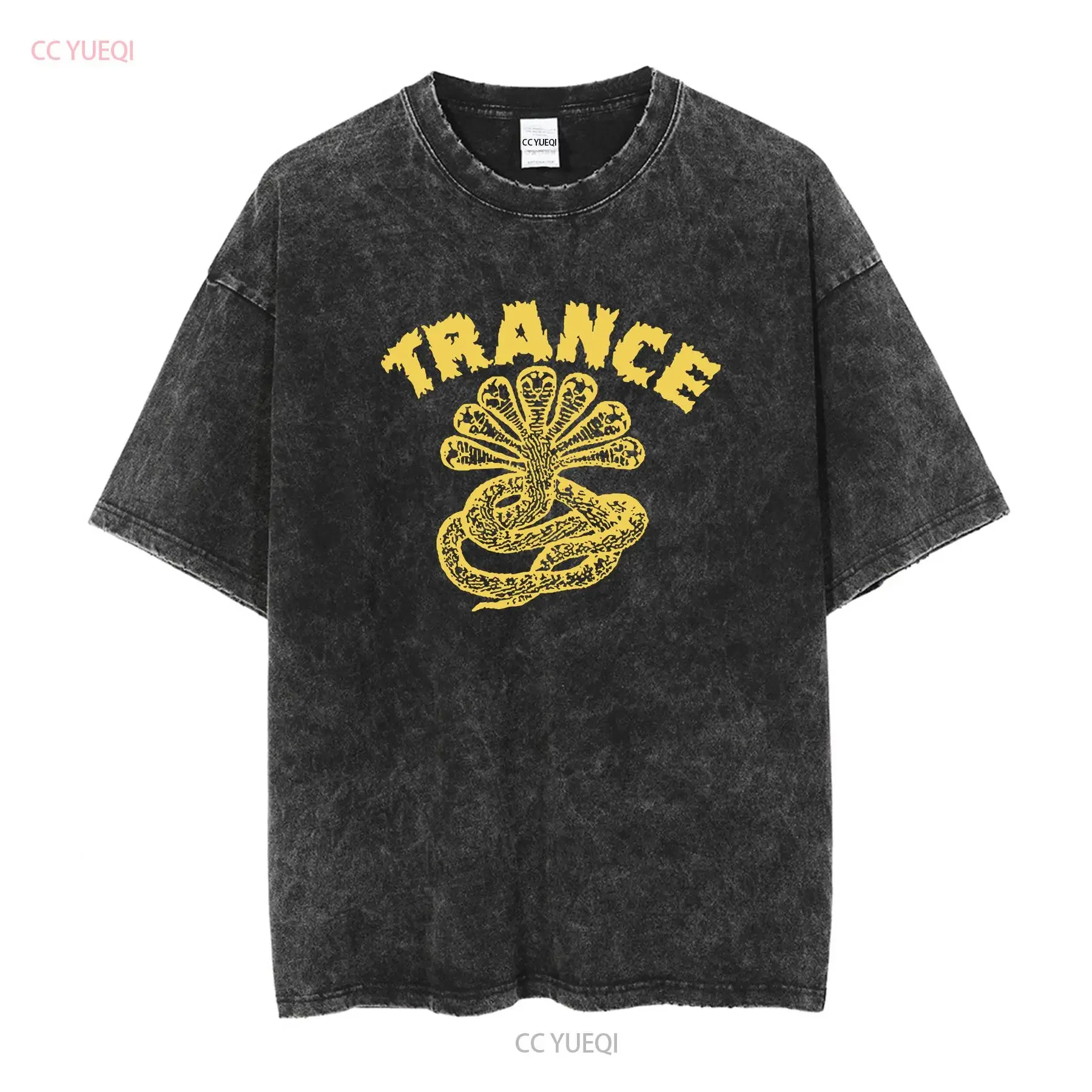 Trance Syndicate Records Logo Gold Ink T Shirt vintage Washed Comfortable fashion Breathable Soft graphic Slightly Unisex