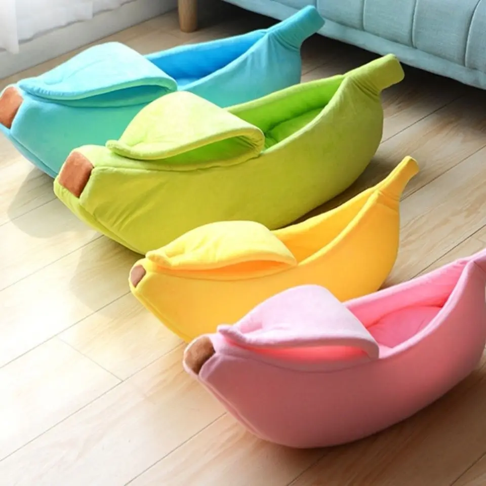 

Banana Cat Bed House Fun Cute Comfortable Cat Mat Bed Warm Durable Portable Pet Basket Doghouse Dog Mat Cat Supplies