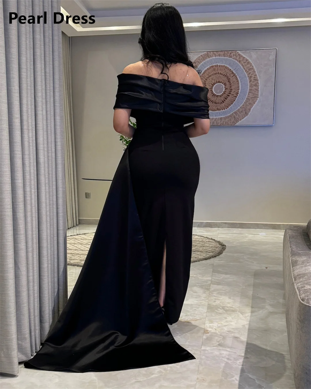 Pearl Off the Shoulders Luxury Woman Evening Dress Women Elegant Party Dresses Woman Wedding Black Custom Made Fish Tail Prom