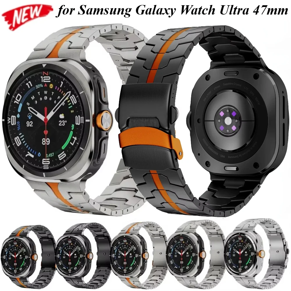

Титановый ремешок из нержавеющей стали для Samsung Galaxy Watch 2025 Ultra 47 мм, роскошный металлический браслет для Galaxy Watch 8 Ultra, браслет