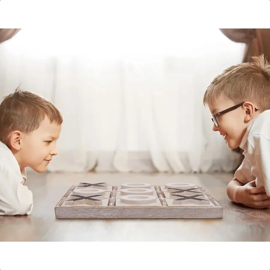 JEVERGN 12,6 Большая деревянная игра Tic Tac Toe Деревенский журнальный столик Игра Wood Farmhouse Tic Tac Toe Настольная игра Декор Семейные игры fo