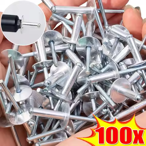 100/20pcs Large Flange Aluminum Blind Rivet Assortment Kit Pop Rivets Open End Decorating Fastener Duct Boat Rivet Home Hardware